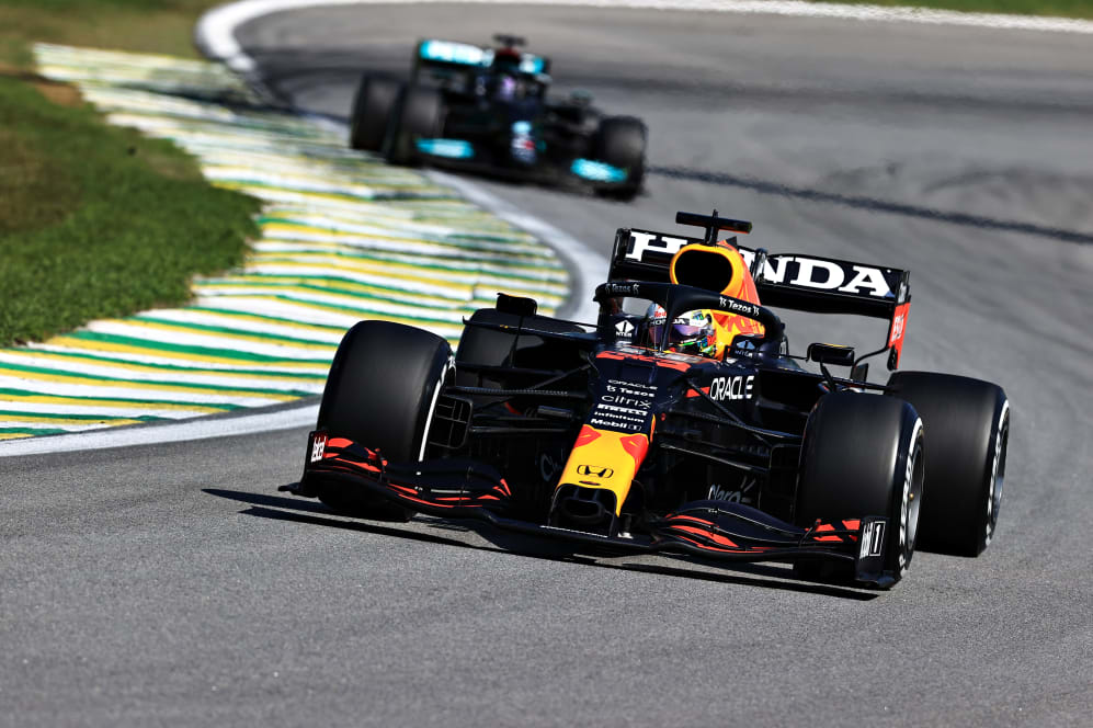 SAO PAULO, BRAZIL - NOVEMBER 14: Max Verstappen of the Netherlands driving the (33) Red Bull Racing