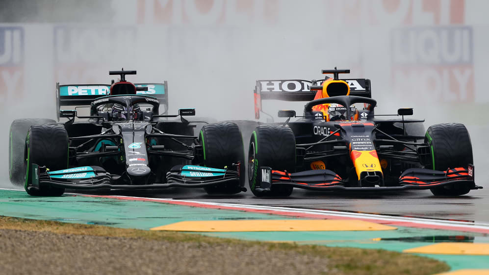 IMOLA, ITALY - APRIL 18: Max Verstappen of the Netherlands driving the (33) Red Bull Racing RB16B