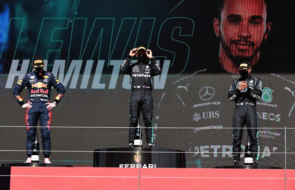 PORTIMAO, PORTUGAL - MAY 02: Second placed Max Verstappen of Netherlands and Red Bull Racing, race