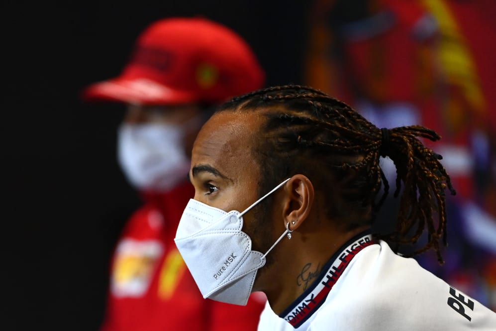 PORTIMAO, PORTUGAL - APRIL 29: Lewis Hamilton of Great Britain and Mercedes GP talks in the Drivers