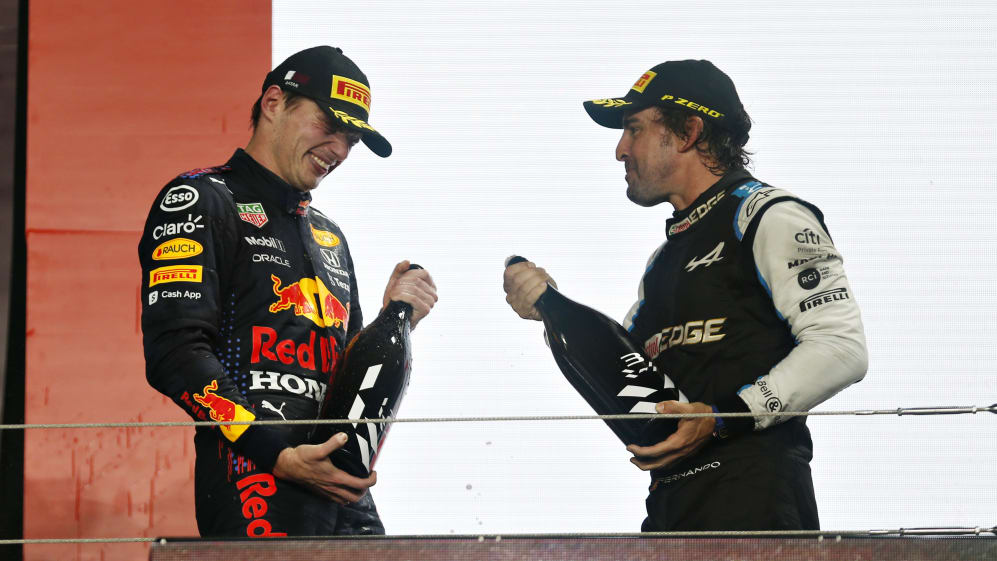 DOHA, QATAR - NOVEMBER 21: Second placed Max Verstappen of Netherlands and Red Bull Racing and