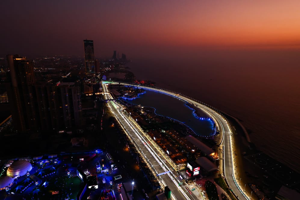 JEDDAH, SAUDI ARABIA - DECEMBER 04: A general view showing Charles Leclerc of Monaco driving the