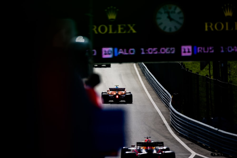 SPIELBERG, AUSTRIA - JUNE 26: Lando Norris of McLaren and Great Britain qualifying ahead of the F1