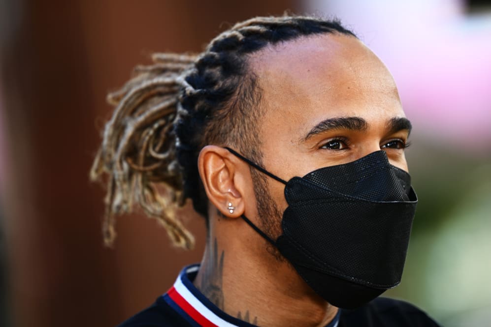 MELBOURNE, AUSTRALIA - APRIL 08: Lewis Hamilton of Great Britain and Mercedes looks on in the