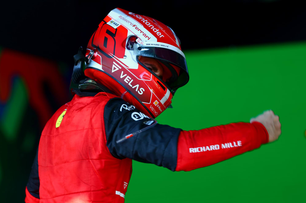 MELBOURNE, AUSTRALIA - APRIL 10: Race winner Charles Leclerc of Monaco and Ferrari celebrates in