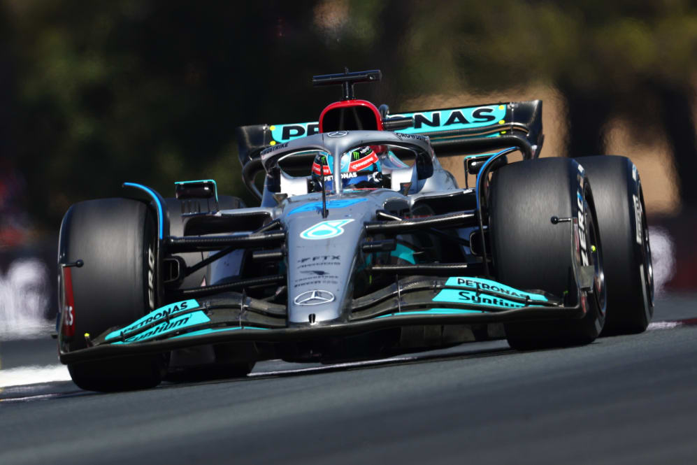 LE CASTELLET, FRANCE - JULY 24: George Russell of Great Britain driving the (63) Mercedes AMG
