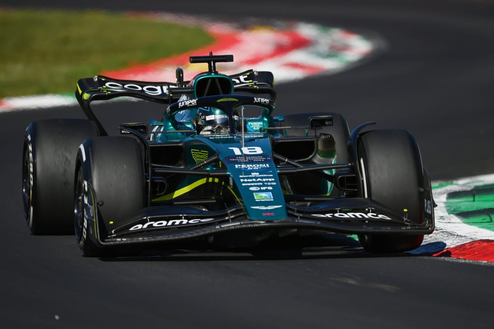 MONZA, ITALY - SEPTEMBER 11: Lance Stroll of Canada driving the (18) Aston Martin AMR22 Mercedes on