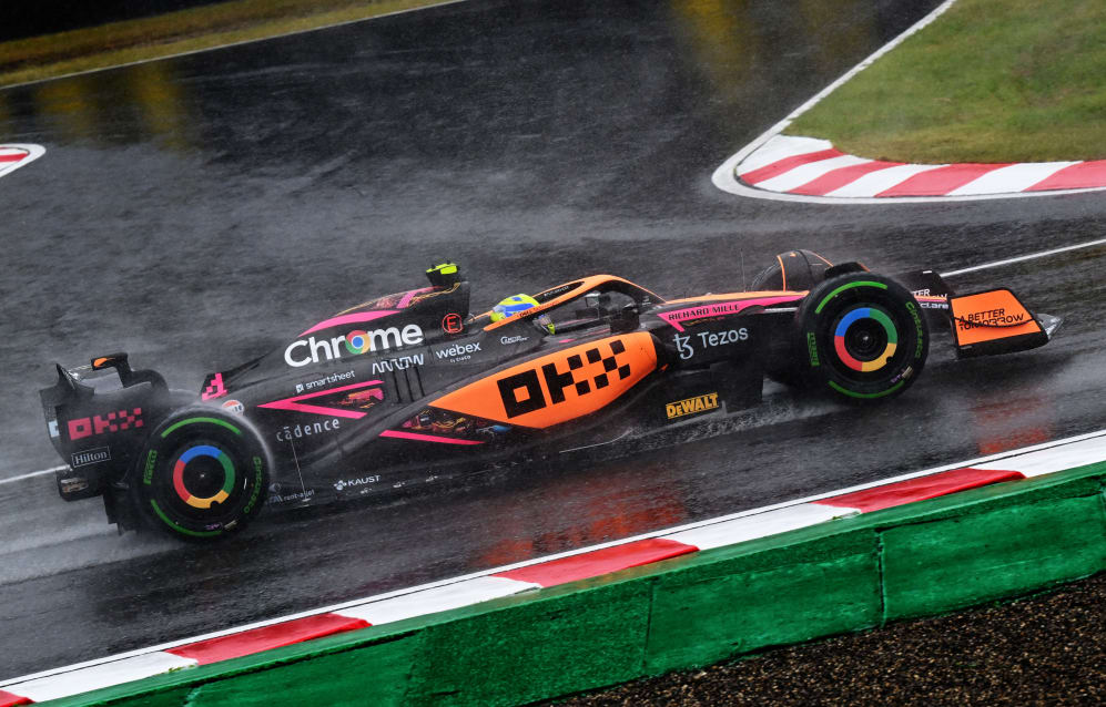 SUZUKA, JAPAN - OCTOBER 09: Lando Norris of Great Britain driving the (4) McLaren MCL36 Mercedes on