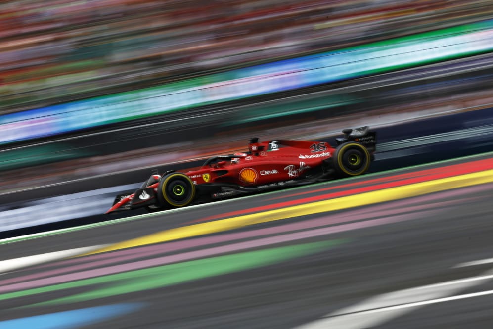 MEXICO CITY, MEXICO - OCTOBER 30: Charles Leclerc of Monaco driving the (16) Ferrari F1-75 on track