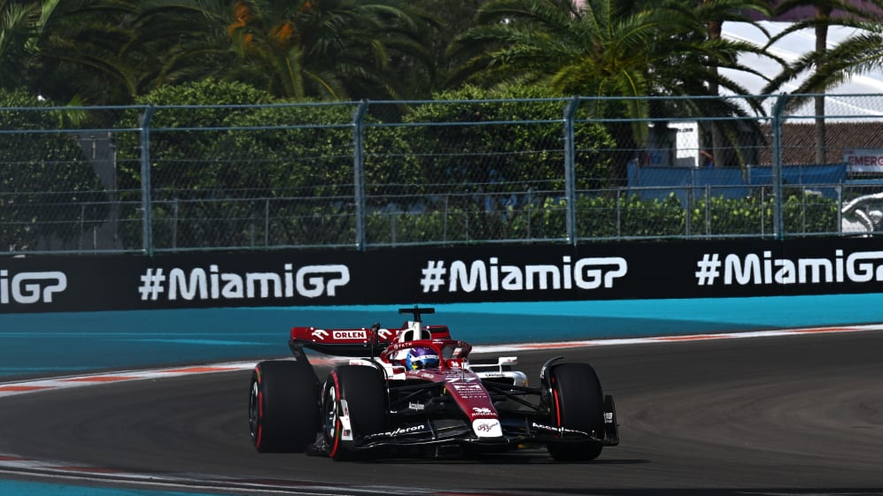MIAMI, FLORIDA - MAY 07: Valtteri Bottas of Finland driving the (77) Alfa Romeo F1 C42 Ferrari on
