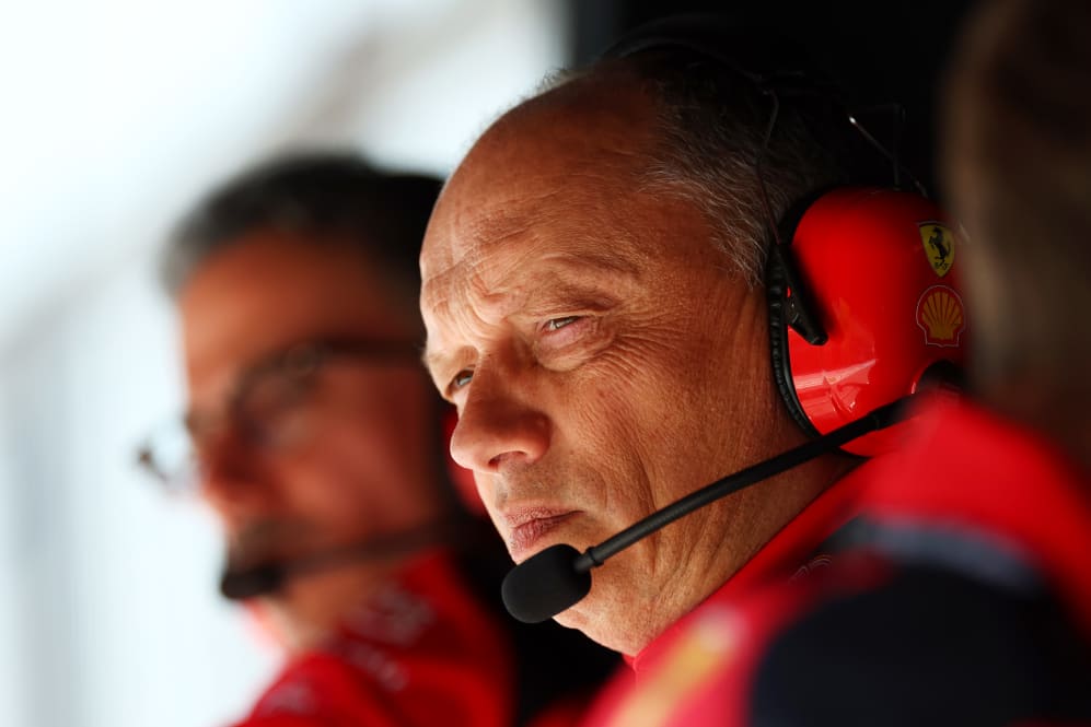 BAHRAIN, BAHRAIN - FEBRUARY 24: Ferrari Team Principal Frederic Vasseur looks on from the pitwall
