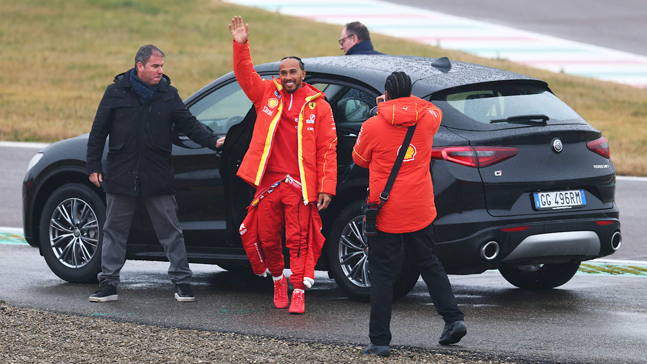 GALLERY: Hamilton pictured driving a Ferrari F1 car for the first time at Fiorano