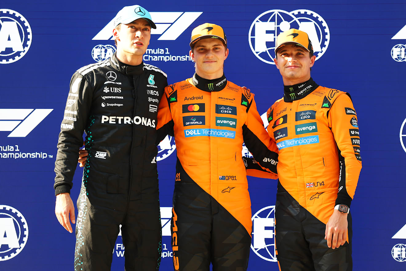 SHANGHAI, CHINA - MARCH 22: Second placed qualifier George Russell of Great Britain and Mercedes