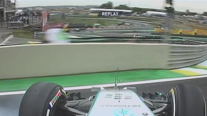 Mercedes' Lewis Hamilton spins at Turn 1 after locking up under braking © FOWC Ltd. No reproduction without permission.