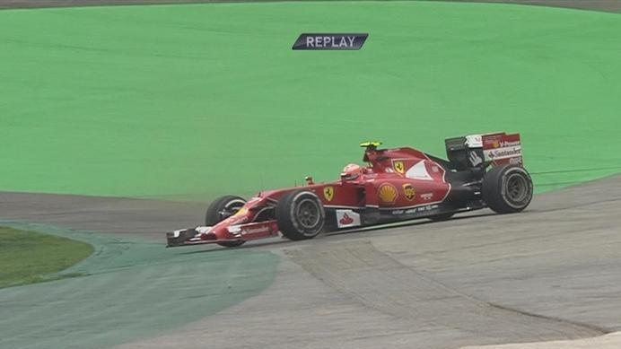 Kimi Raikkonen loses the back end of his Ferrari at Turn 6 in the final minutes of FP1 © FOWC Ltd. No reproduction without permission.