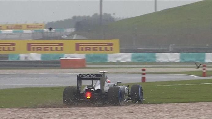 Kevin Magnussen's McLaren goes off into the gravel at the final corner in Q2. © FOWC Ltd