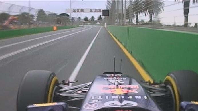 Red Bull's Sebastian Vettel brushes the wall coming out of Turn 10. © FOWC Ltd