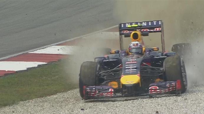 Daniel Ricciardo has a high-speed trip through the gravel in his Red Bull at the end of second practice. © FOWC Ltd