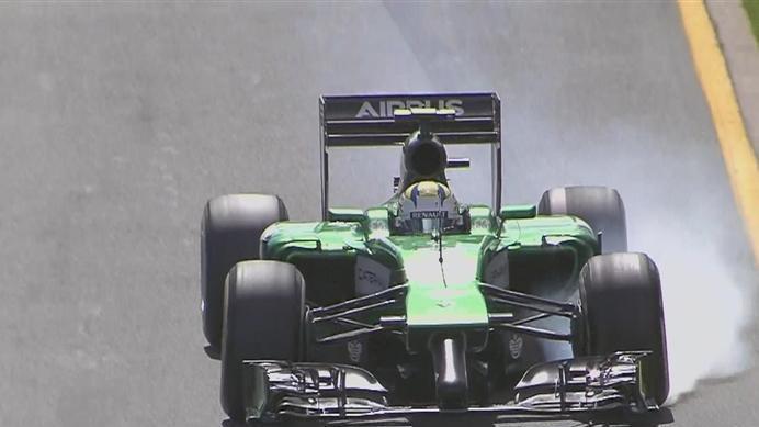 Marcus Ericsson locks up his tyres during a rare sighting of the Caterham team © FOWC Ltd. No reproduction without permission.