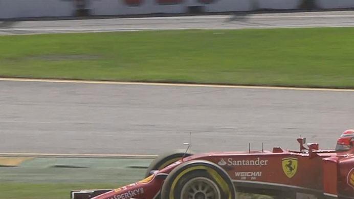 Ferrari's Kimi Raikkonen finds the gravel © FOWC Ltd. No reproduction without permission.