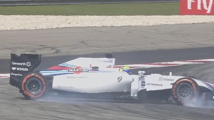 Felipe Massa spins his Williams at the same corner as Alonso. © FOWC Ltd