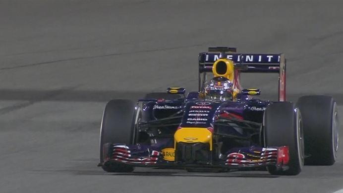 Sebastian Vettel, sporting a new helmet for qualifying, struggles to find any significant pace in his Red Bull. His early time is only good enough for seventh. © FOWC Ltd