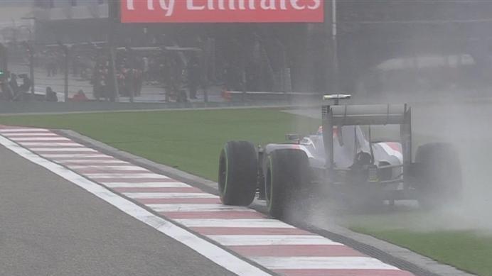 Sauber's Esteban Gutierrez runs wide and is eliminated from Q1 along with both Caterhams, both Marussias and Lotus's Pastor Maldonado who didn't run due to an engine problem. © FOWC Ltd