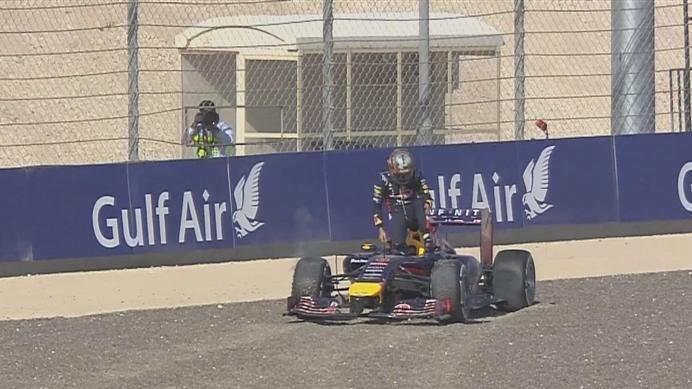 Sebastian Vettel spins his Red Bull at Turn 2 and ends up in the gravel. © FOWC Ltd