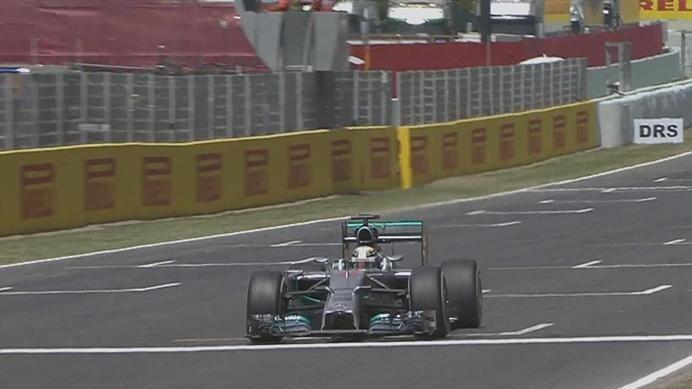After the first set of runs Lewis Hamilton takes provisional pole, ahead of Mercedes team mate Nico Rosberg, with a used set of option tyres. © FOWC Ltd