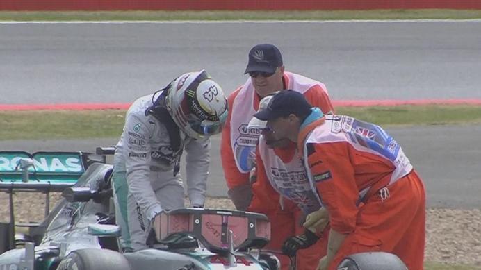 Lewis Hamilton's afternoon is over as his Mercedes' engine stops unexpectedly on track. © FOWC Ltd