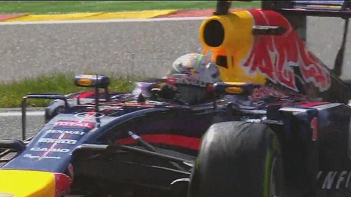 Red Bull's Sebastian Vettel puts in a superb lap on a drying track to secure third place on the grid. © FOWC Ltd
