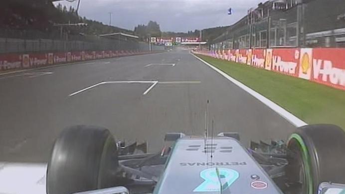 After a mistake at La Source on his first flying lap, Mercedes' Lewis Hamilton slots into a provisional second behind team mate Nico Rosberg. © FOWC Ltd