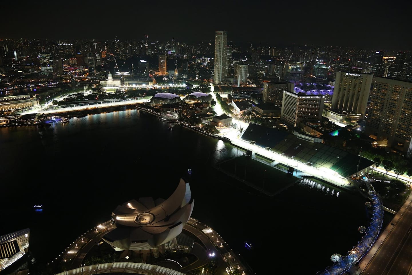 Night view at Marina Bay. Formula One World Championship, Rd13, Singapore Grand Prix, Preparations, Marina Bay Street Circuit, Singapore, Wednesday, 18 September 2013. © Sutton Images