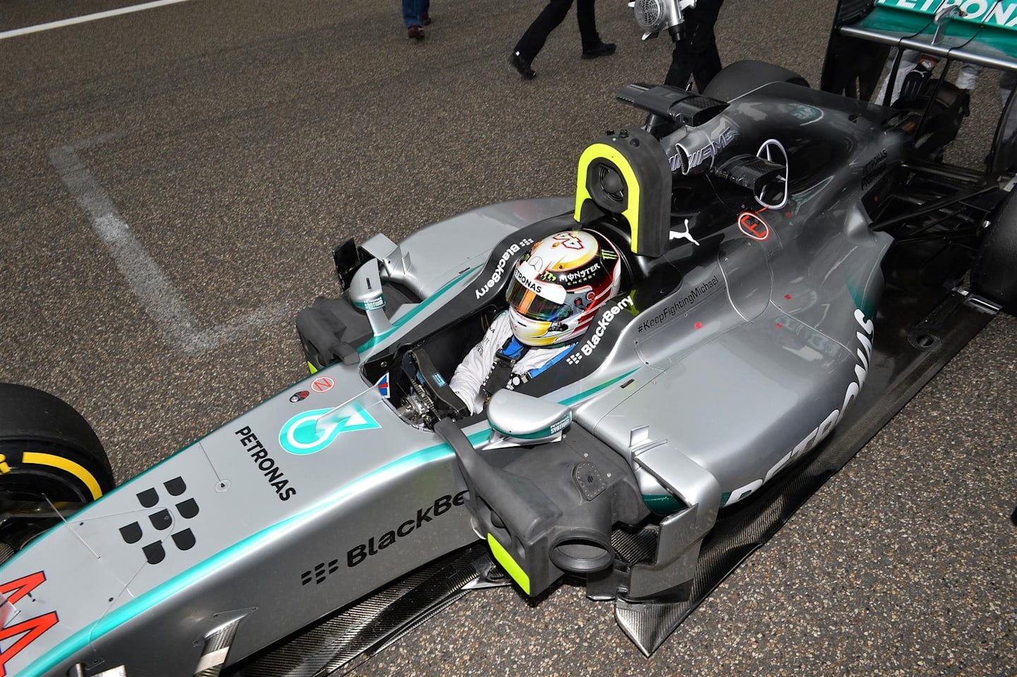 Pole position sitter Lewis Hamilton (GBR) Mercedes AMG F1 W05 on the grid. Formula One World Championship, Rd4, Chinese Grand Prix, Race, Shanghai, China, Sunday, 20 April 2014