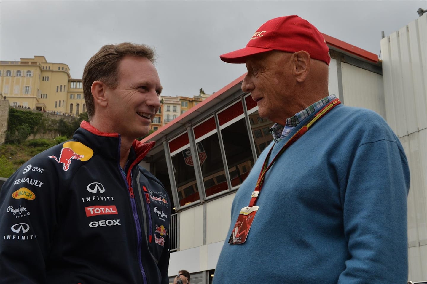 (L to R): Christian Horner (GBR) Red Bull Racing Team Principal and Niki Lauda (AUT) Mercedes AMG F1 Non-Executive Chairman Formula One World Championship, Rd6, Monaco Grand Prix, Practice, Monte-Carlo, Monaco, Thursday, 22 May 2014