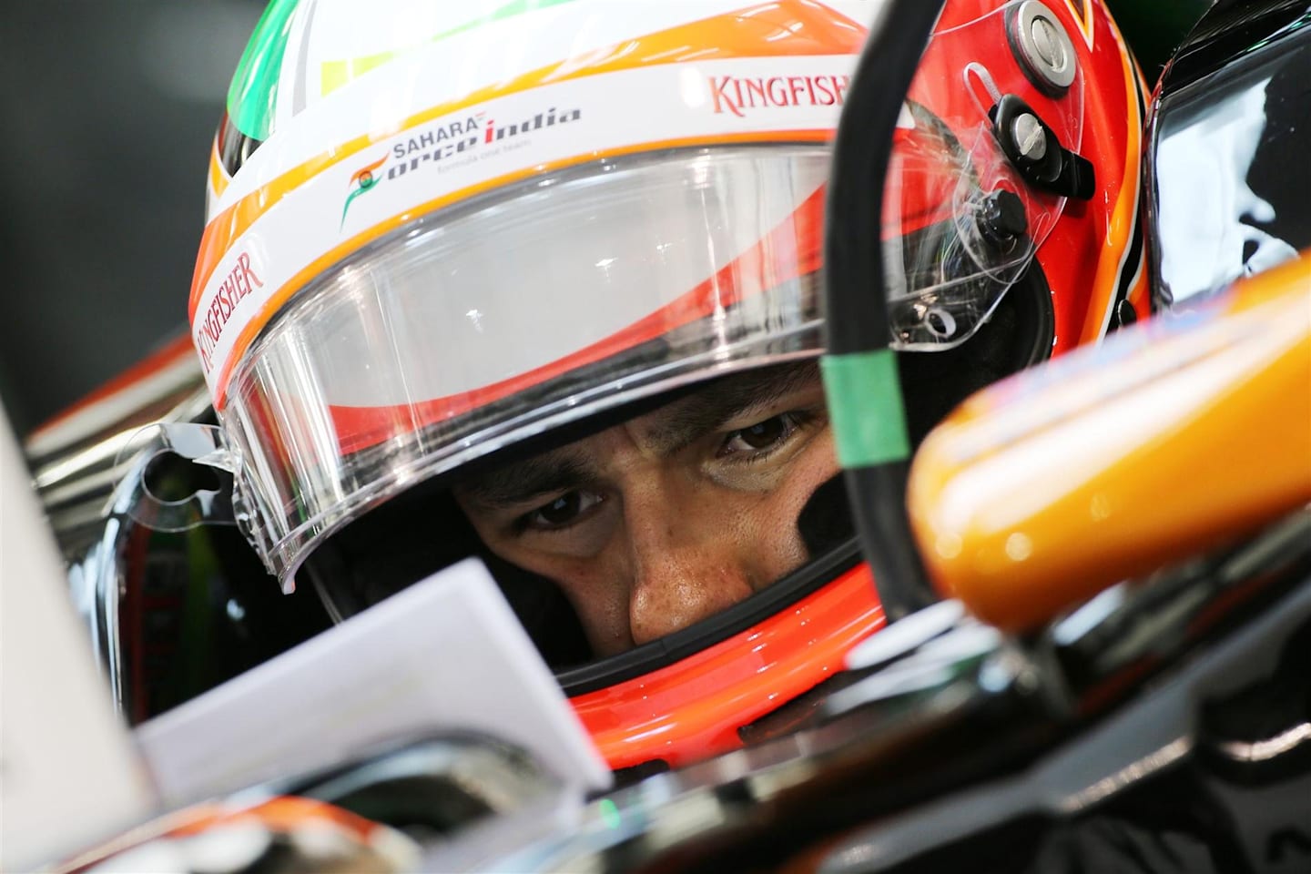 Sergio Perez (MEX) Force India VJM07. Formula One World Championship, Rd3, Bahrain Grand Prix, Practice, Bahrain International Circuit, Sakhir, Bahrain, Friday, 4 April 2014