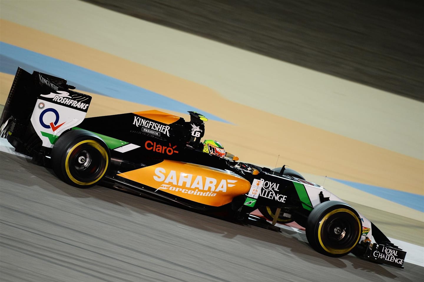 Sergio Perez (MEX) Force India VJM07. Formula One World Championship, Rd3, Bahrain Grand Prix, Practice, Bahrain International Circuit, Sakhir, Bahrain, Friday, 4 April 2014