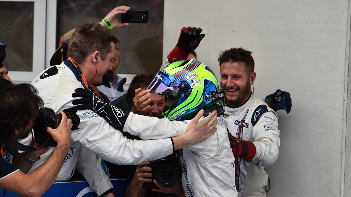 Felipe Massa (BRA) Williams celebrates in parc ferme at Formula One World Championship, Rd8,