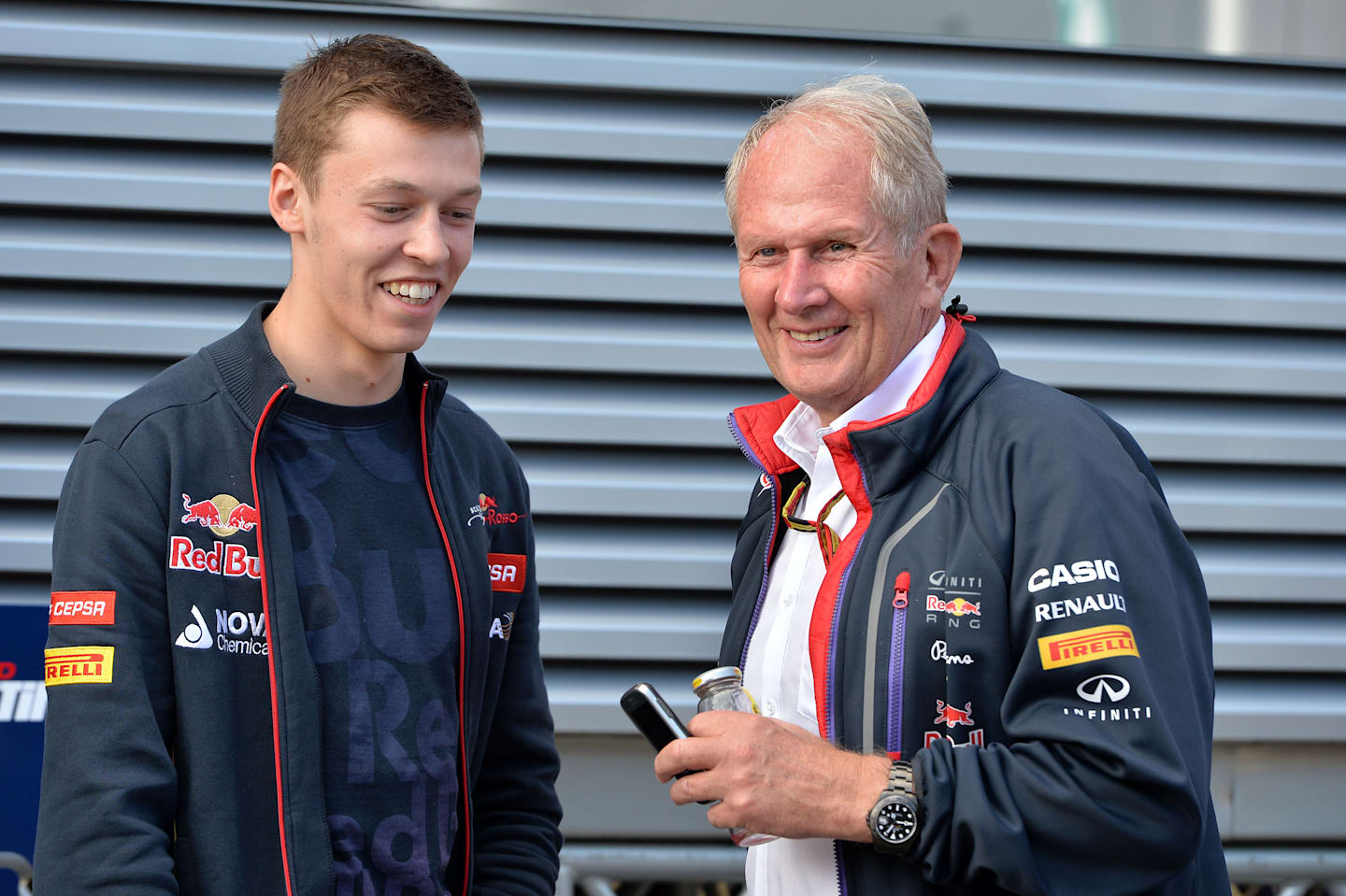 (L to R): Daniil Kvyat (RUS) Scuderia Toro Rosso and Dr Helmut Marko (AUT) Red Bull Motorsport