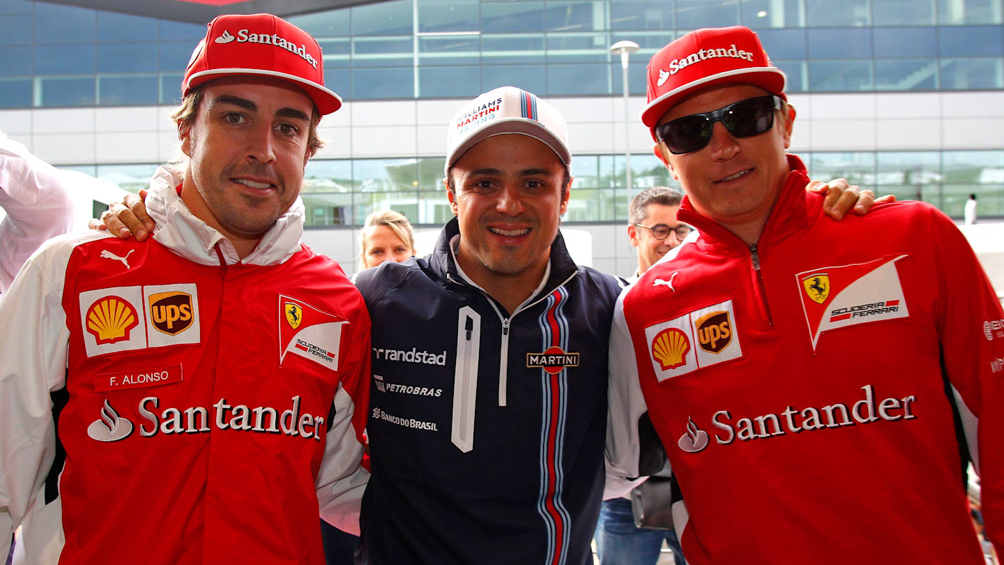 www.sutton-images.com  Felipe Massa (BRA) Williams celebrates 200 GP starts with Fernando Alonso