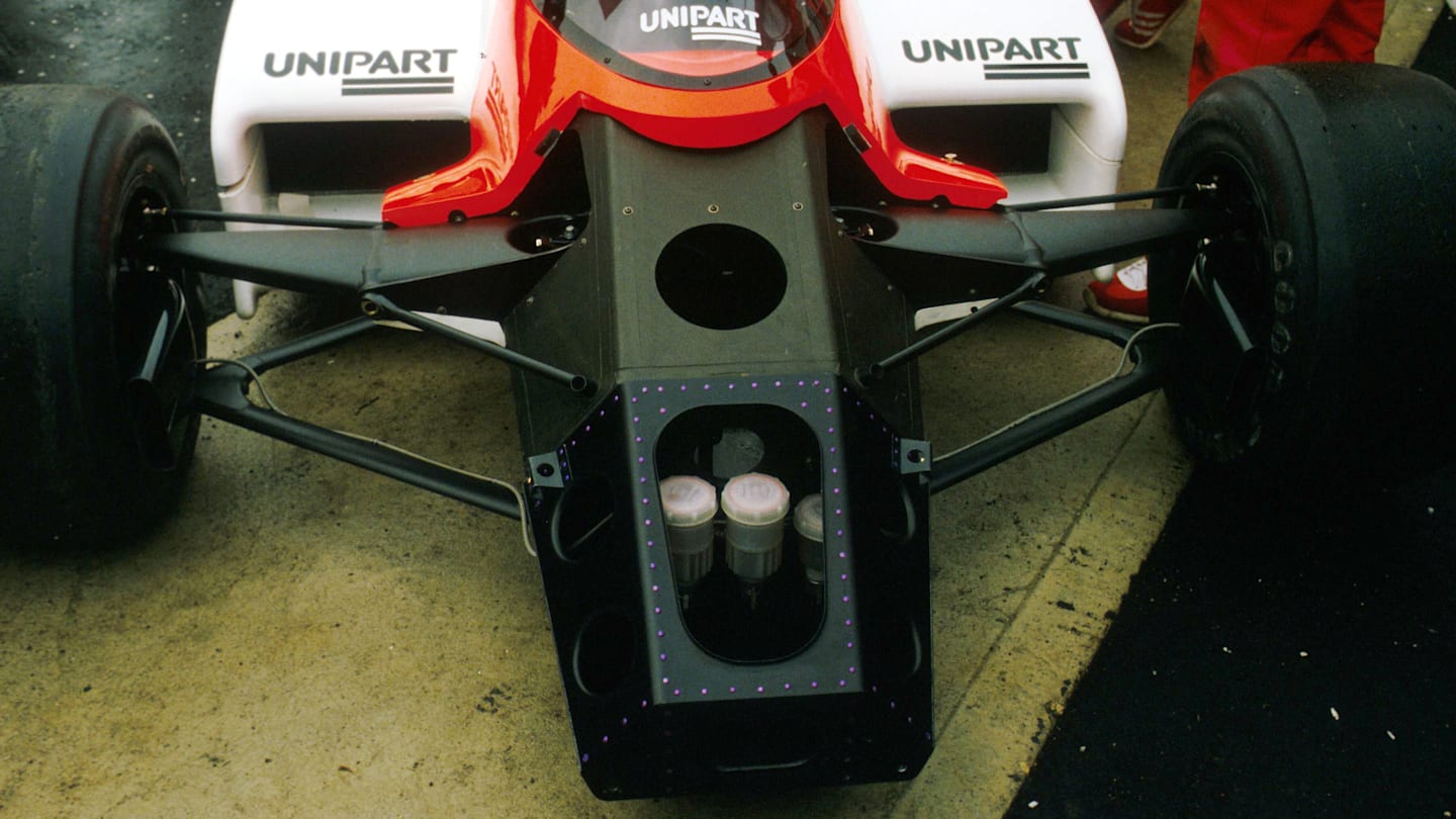 The front detail of the McLaren MP4/1 - the first carbon monocoque F1 car - 1981