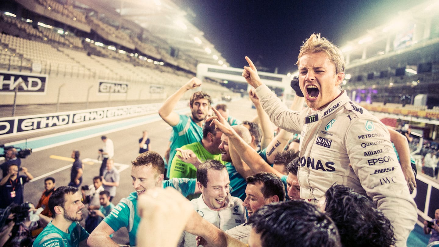 Celebrating with the team ©  Mercedes-Benz Grand Prix Ltd / Paul Ripke