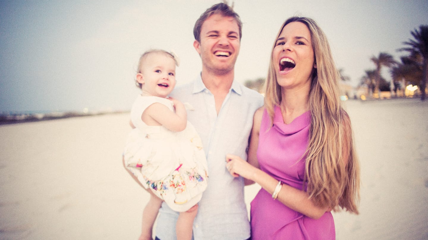 With wife Vivian and daughter Alaia ©  Mercedes-Benz Grand Prix Ltd / Paul Ripke