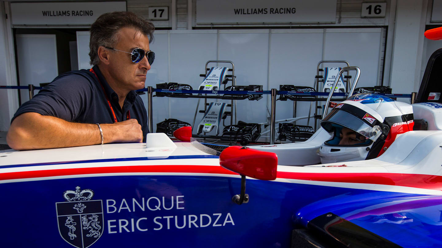 Jean Alesi is often on hand to watch his son, Giuliano, compete in GP3 - complete with copycat helmet design. © Sam Bloxham/GP3 Series Media Service

