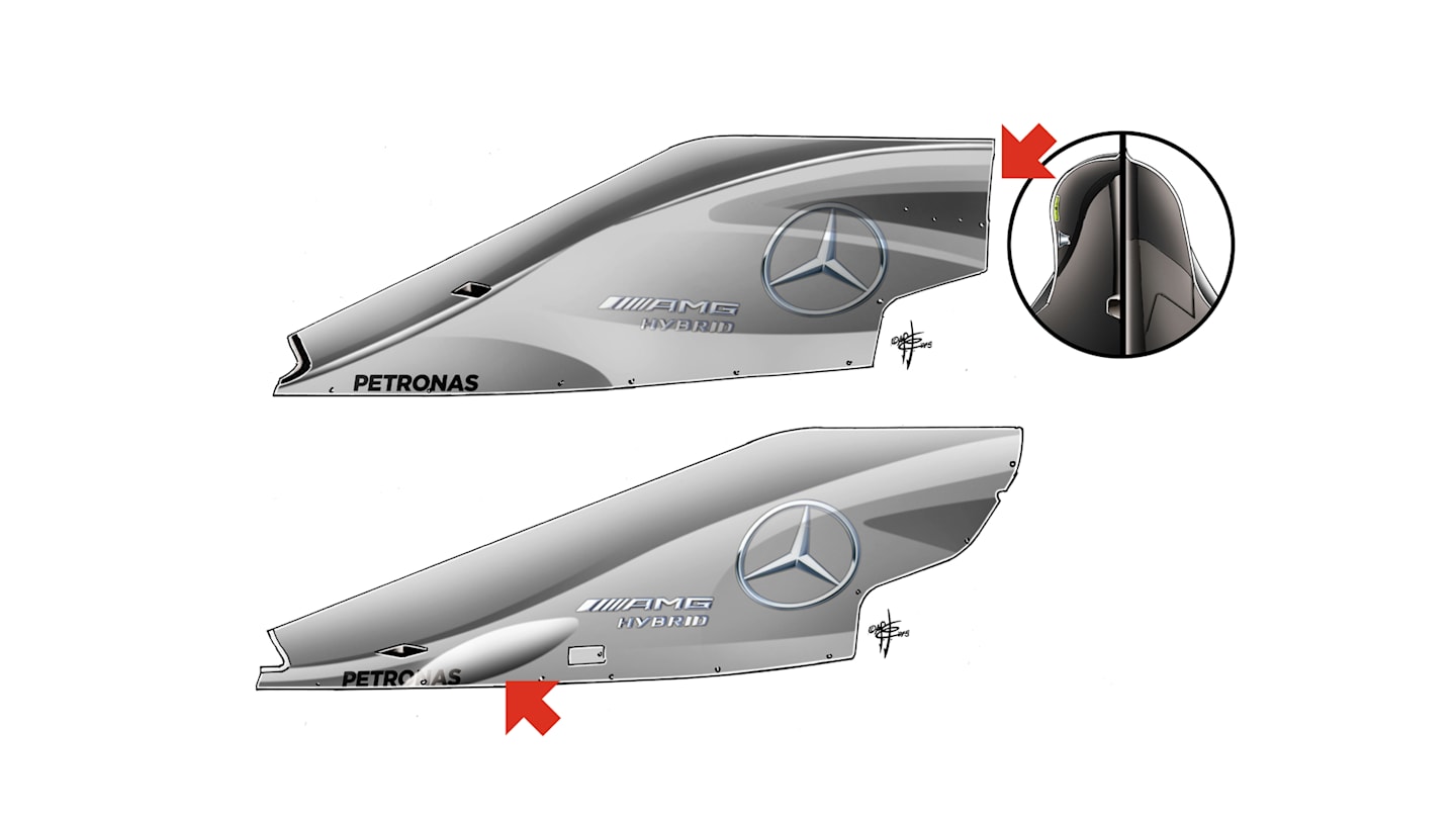 Mercedes F1 W06 Hybrid - engine cover updates