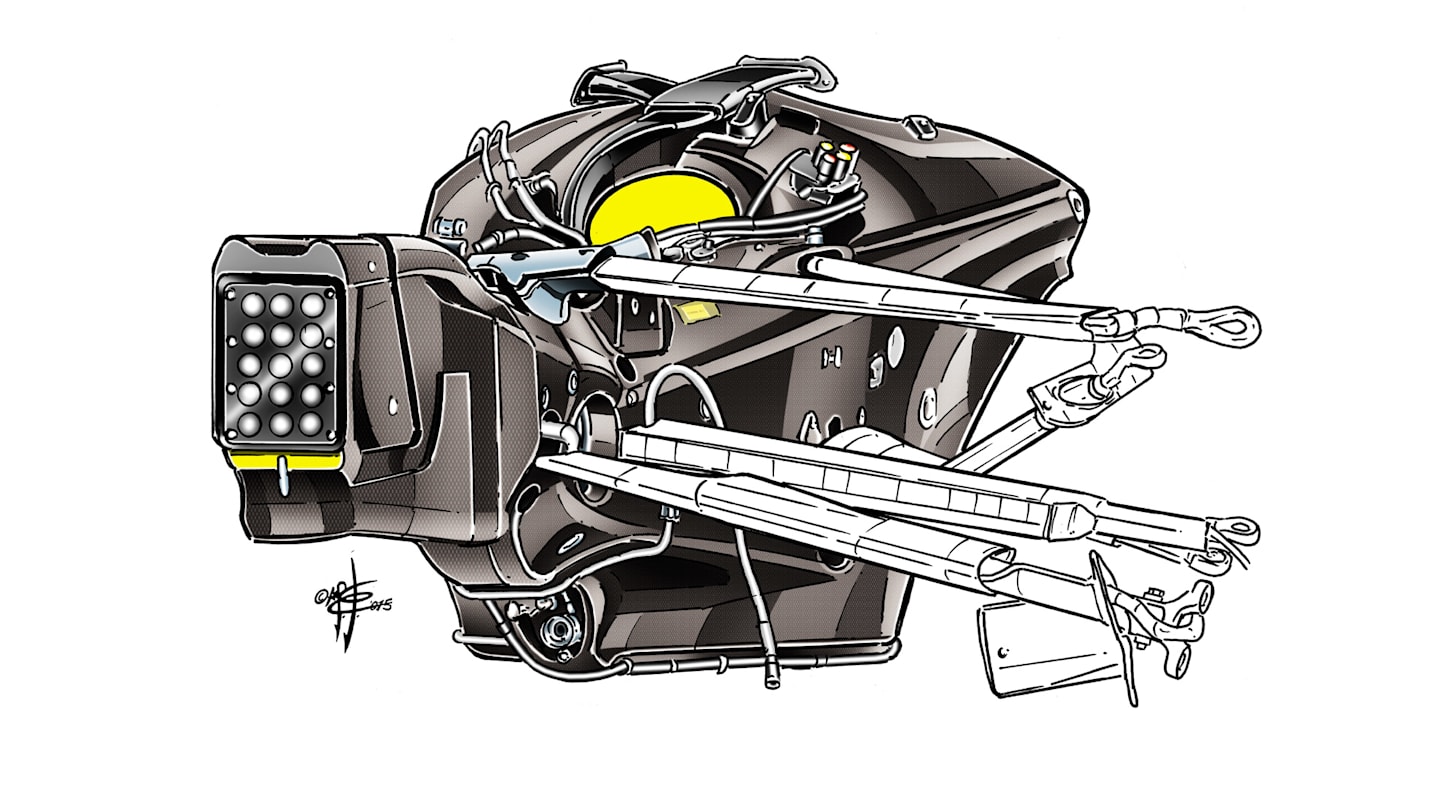 Sauber C34 - exhaust/gearbox packaging