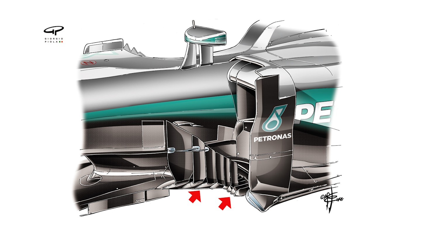 Mercedes F1 W07 Hybrid - barge boards