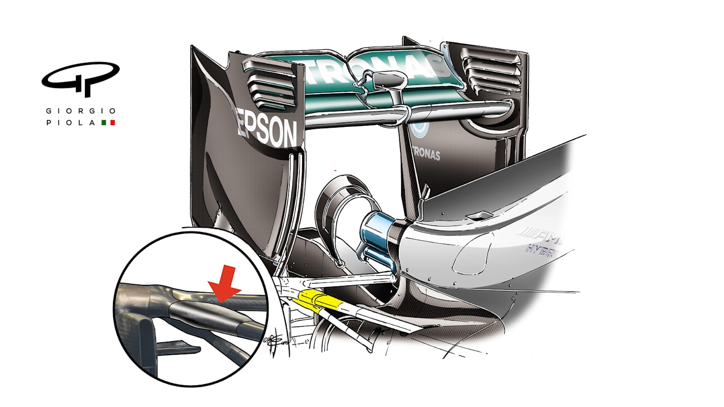 Mercedes F1 W07 Hybrid - stiffened rear suspension