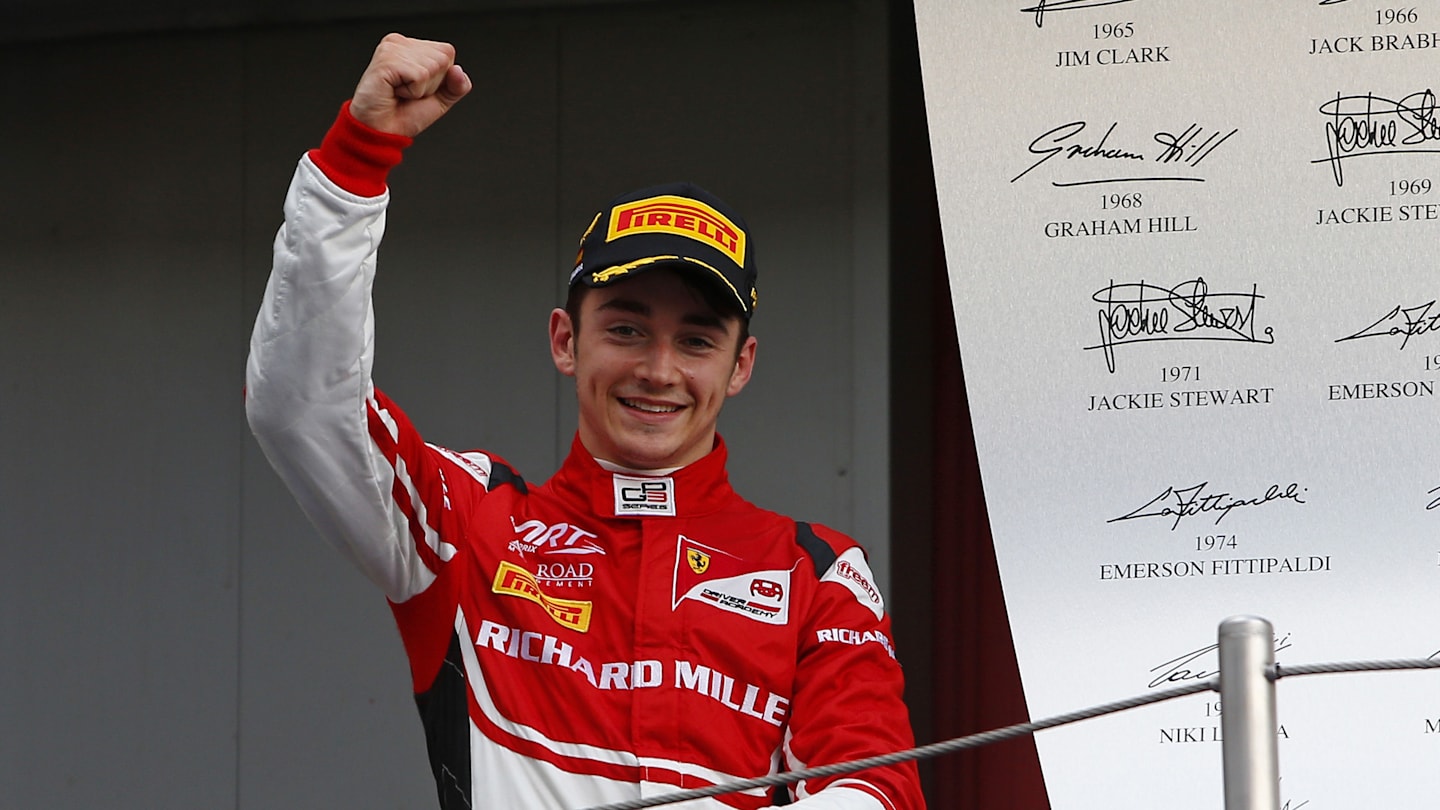 www.sutton-images.com  Race winner Charles Leclerc (MON) ART Grand Prix on the podium at GP3