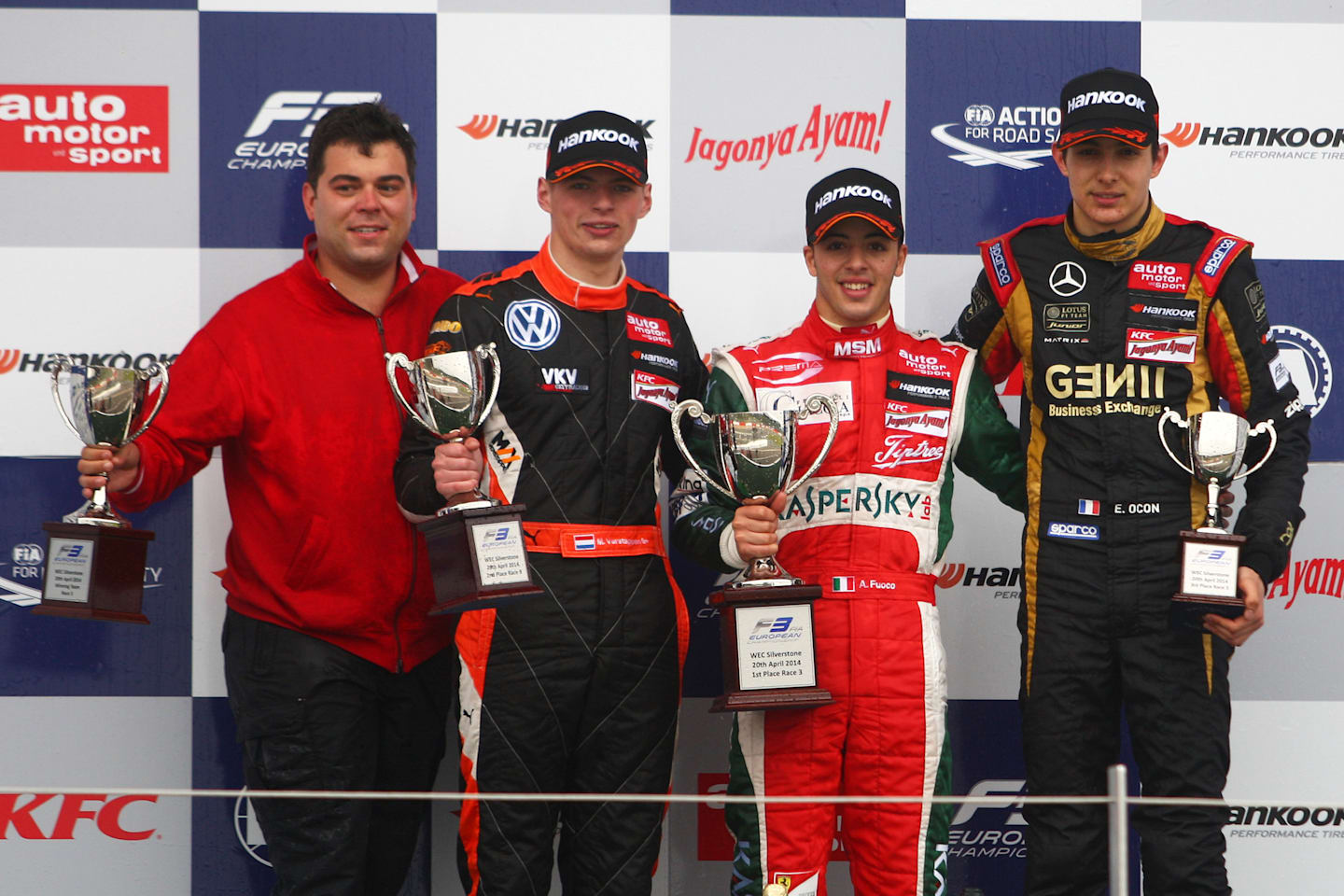 www.sutton-images.com  Podium (L to R): Second placed Max Verstappen (NED) Van Amersfoort Racing